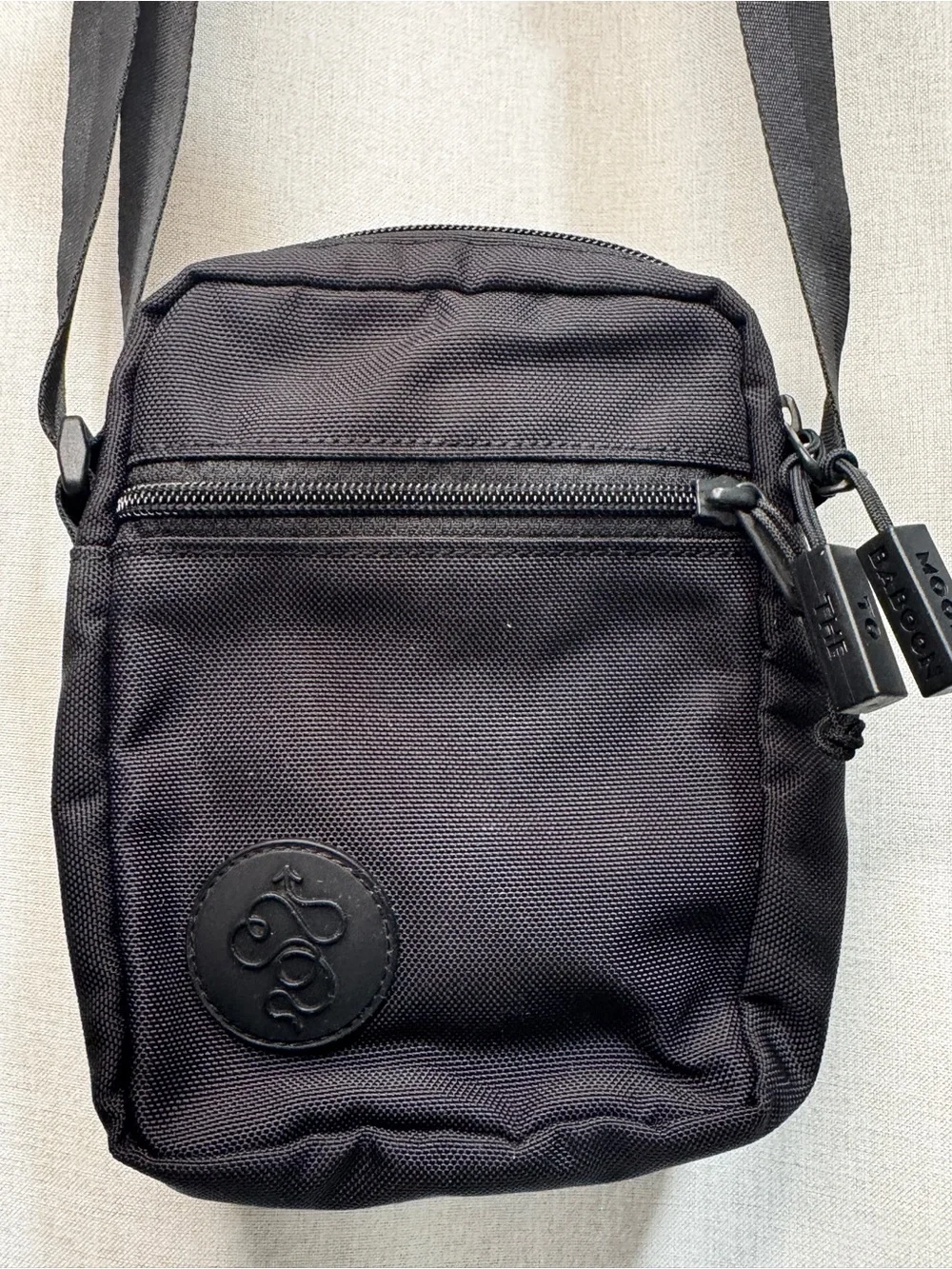 Baboon to the Moon Black Small Crossbody Bag Zip Adjustable Strap
